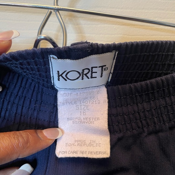 Womens Size 16 Koret Navy Slacks Pull On Pants Straight Leg elastic waist pocket - Picture 3 of 4